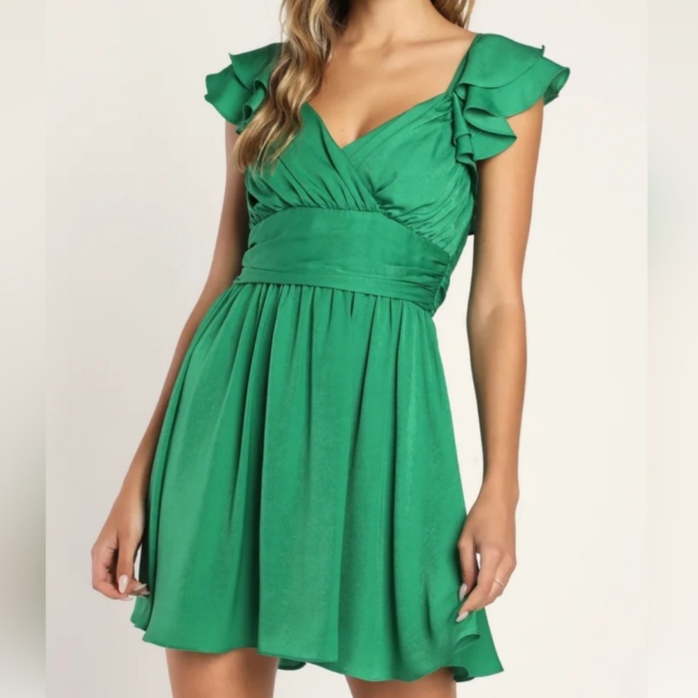 Lulus Daytime Darling Dress Color Green Style Mini Ruffle